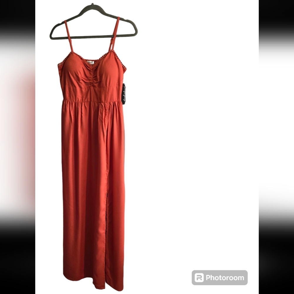 Women's Rust Orange Boho Side Slit Sundress ☀️